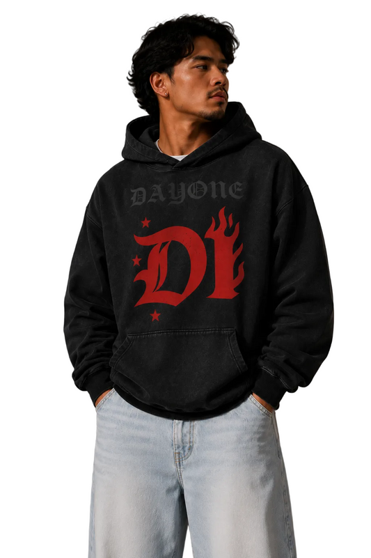 D1 Flamed Heavyweight Sunfade Oversized Hoodie by Day 1 Collective