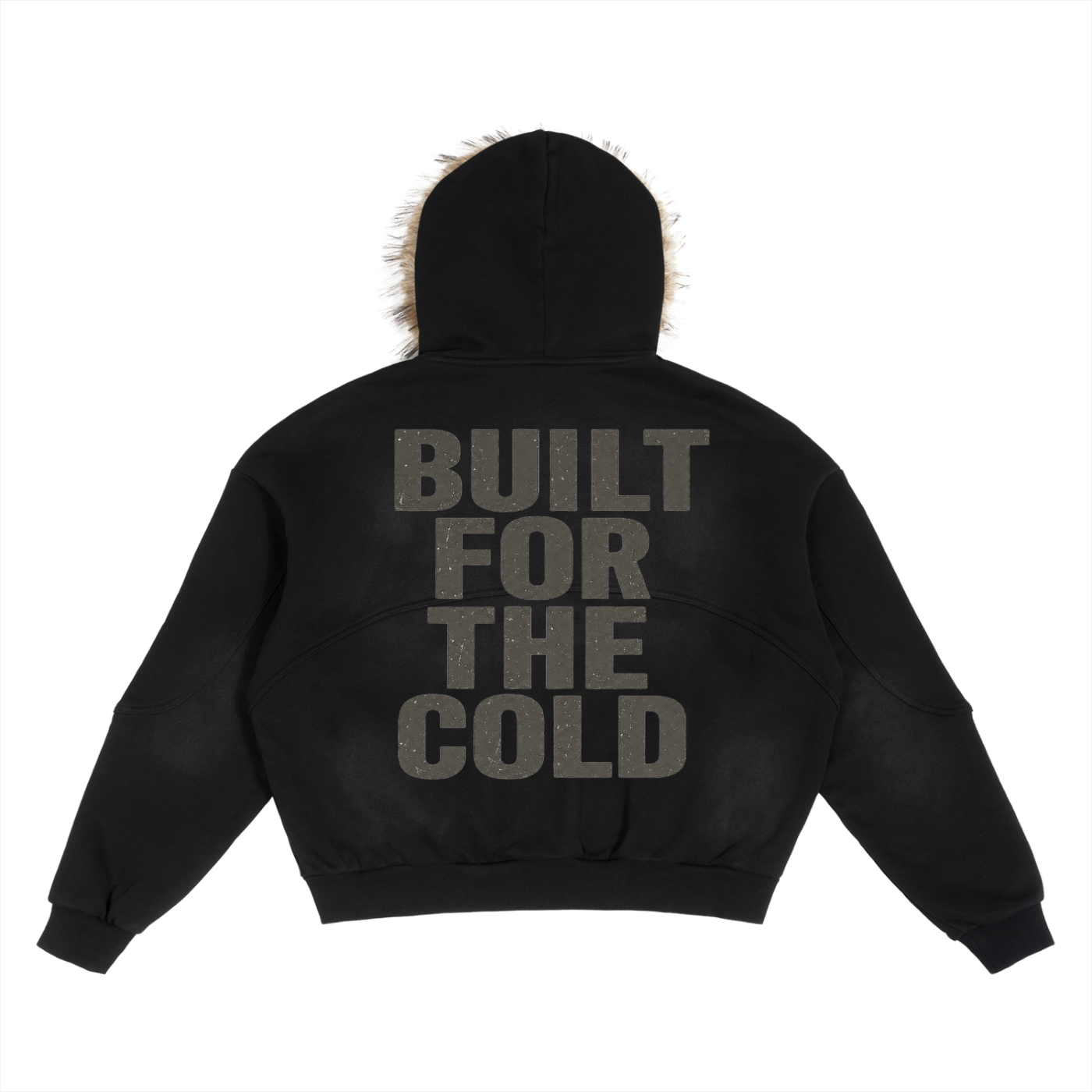 Sun Fade Boxy Detachable Fur Hoodie