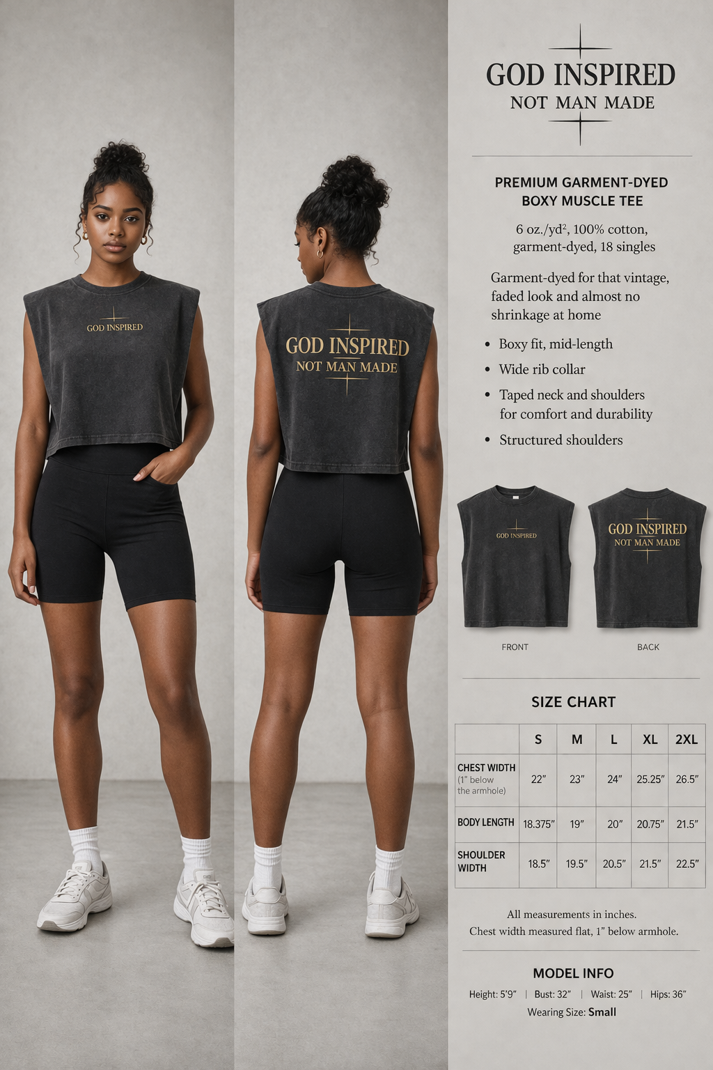God Inspired "Not Man Made" Sleeveless Crop TEE