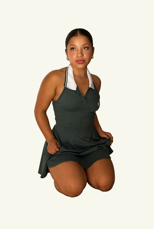 Tennis Girlie Collared Halter Tennis Dress by Day 1 Collective