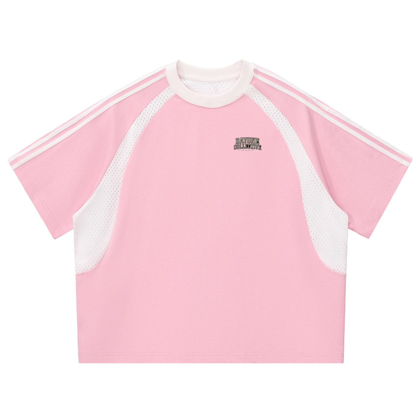 Contrast Stripes Panel Mesh T-shirt