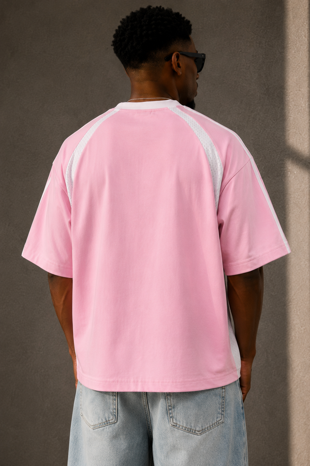 Dayone Contrast Stripes Panel Mesh T-shirt