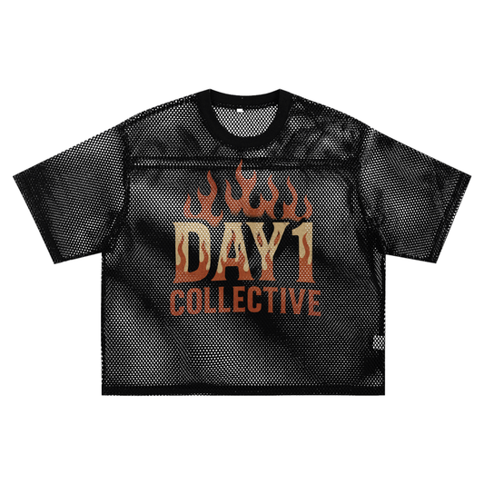 See-through Boxy Net T-Shirt Cropped Tee's