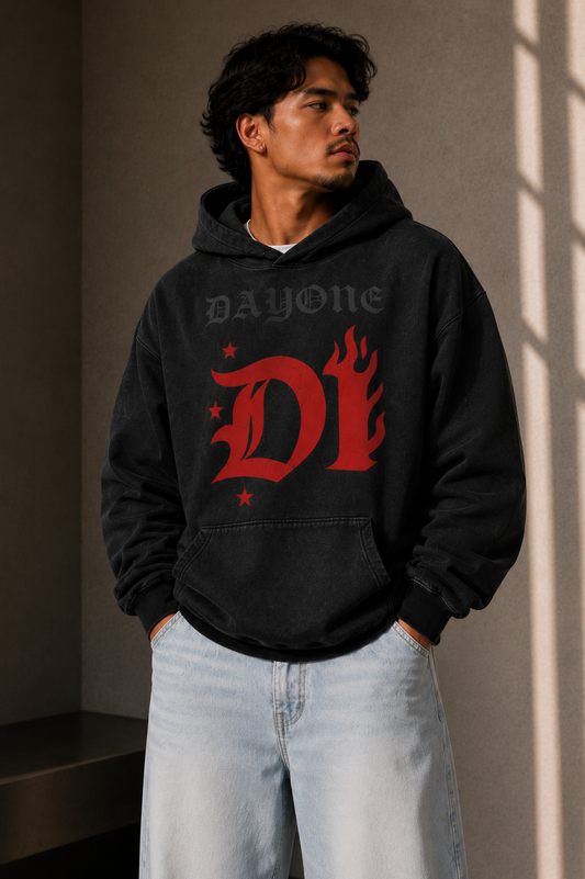 D1 Flamed Heavyweight Sunfade Oversized Hoodie