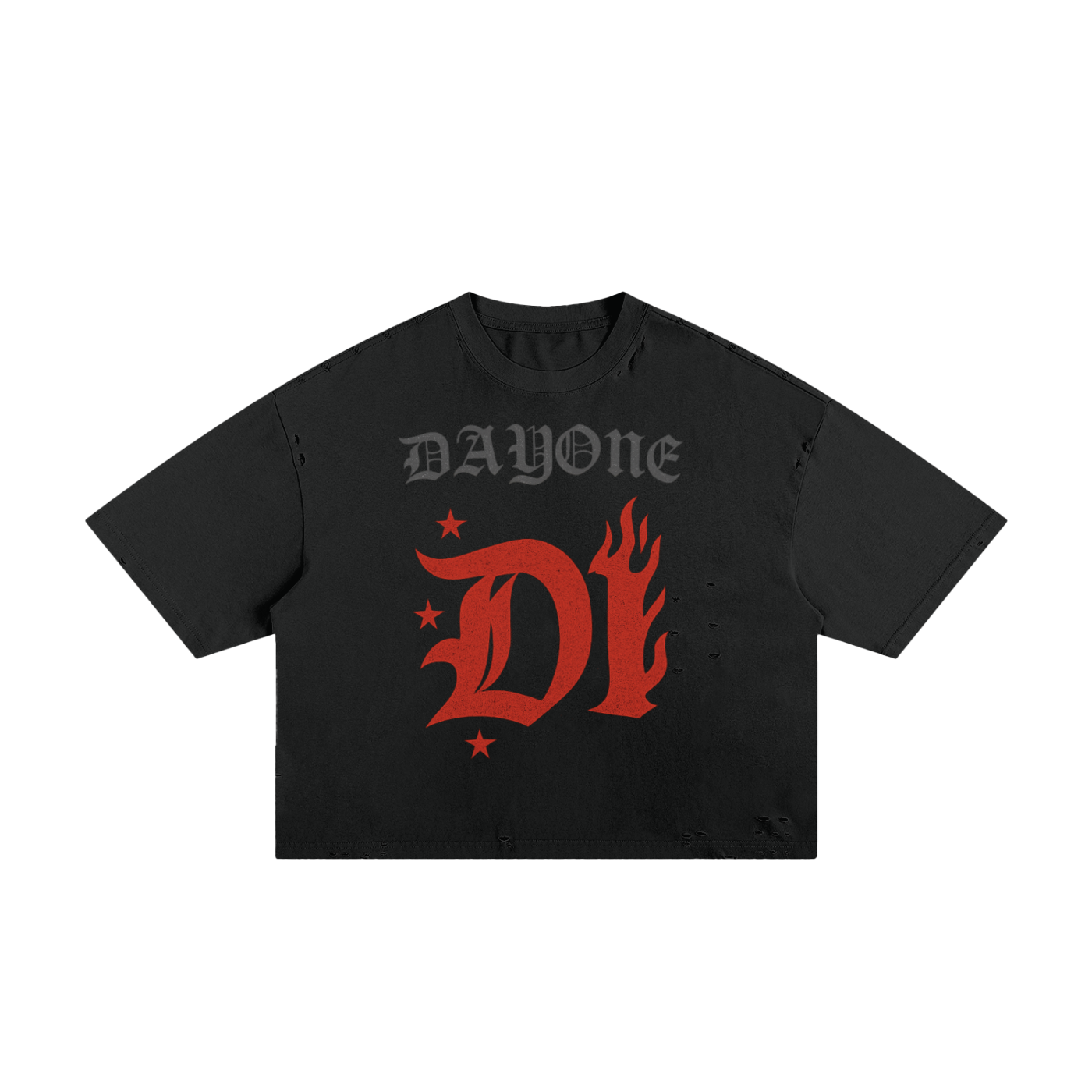 D1 Inferno Cropped Frayed T-Shirt