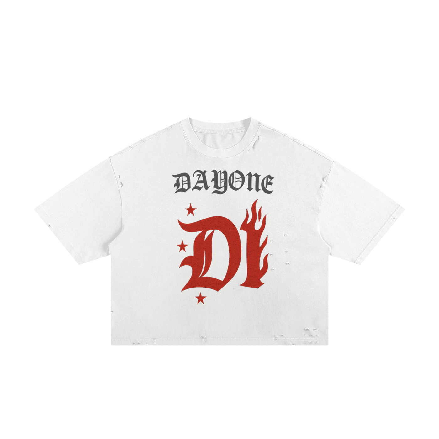 DayOne D1 Flame Distressed Unisex Crop Tee (Copy) Crop Top 3 Waves, 1 Sound — The Day1Collective Launch