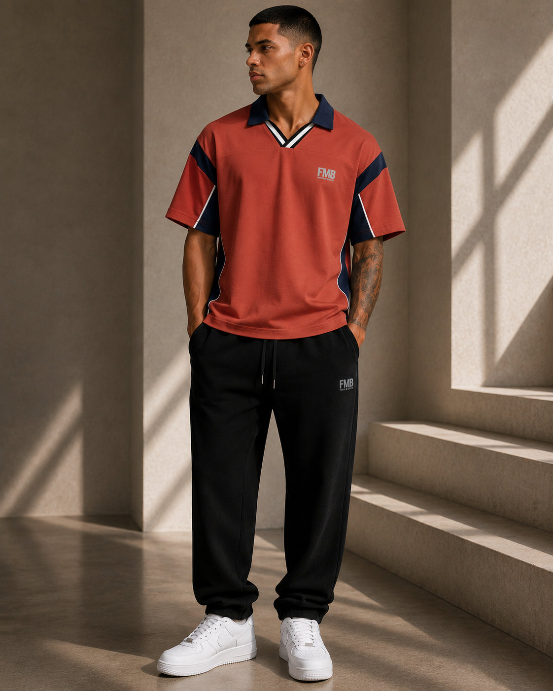 Unisex Boxy Color Block Polo Shirt