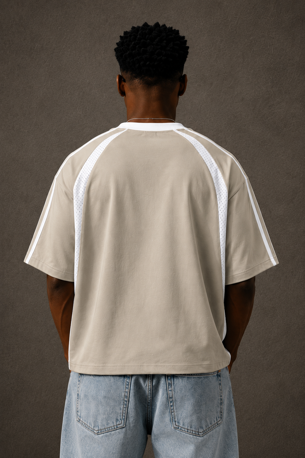 Dayone Contrast Stripes Panel Mesh T-shirt