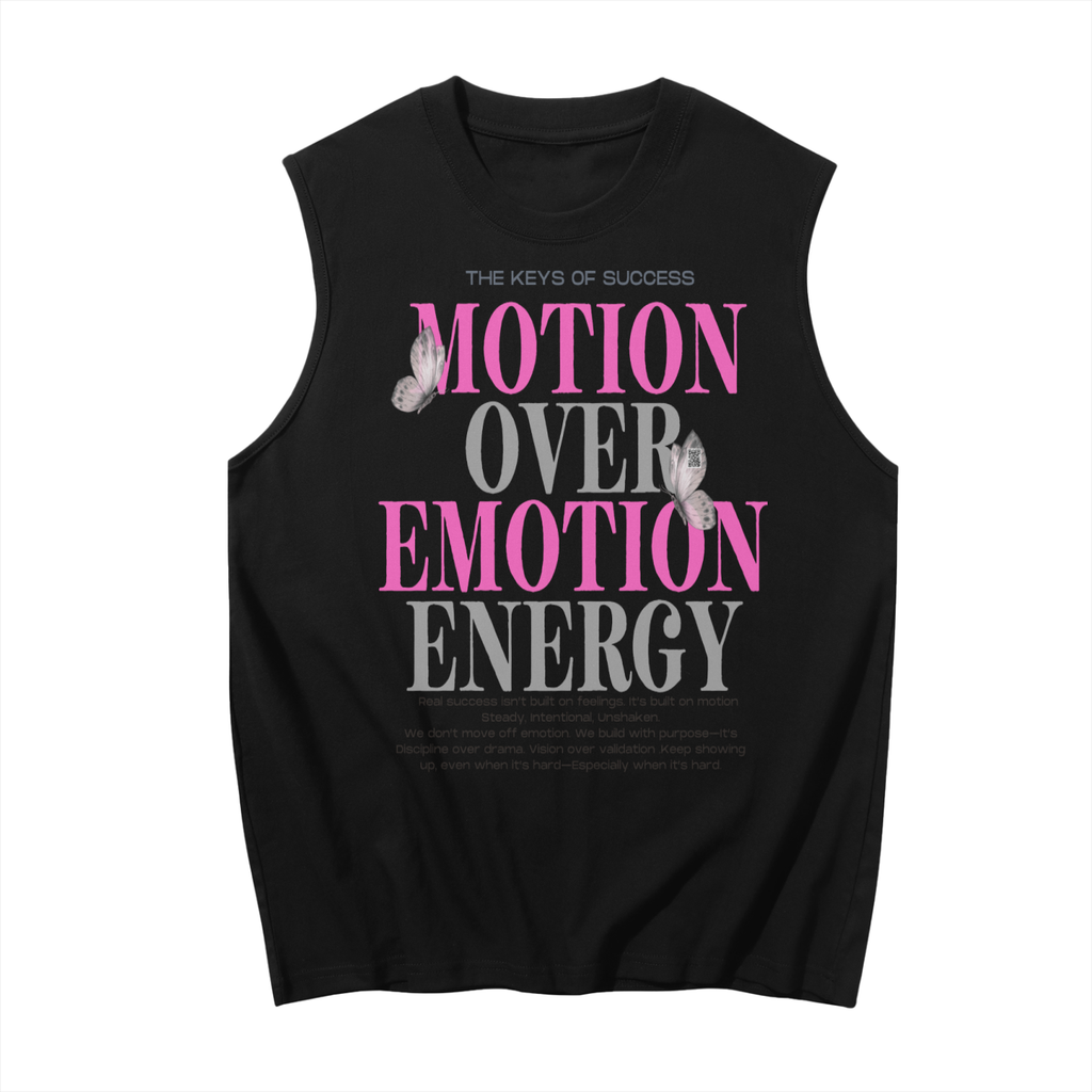 "Motion Over Emotion Energy" Sleeveless Graphic Tee Tank Top Day1Collective