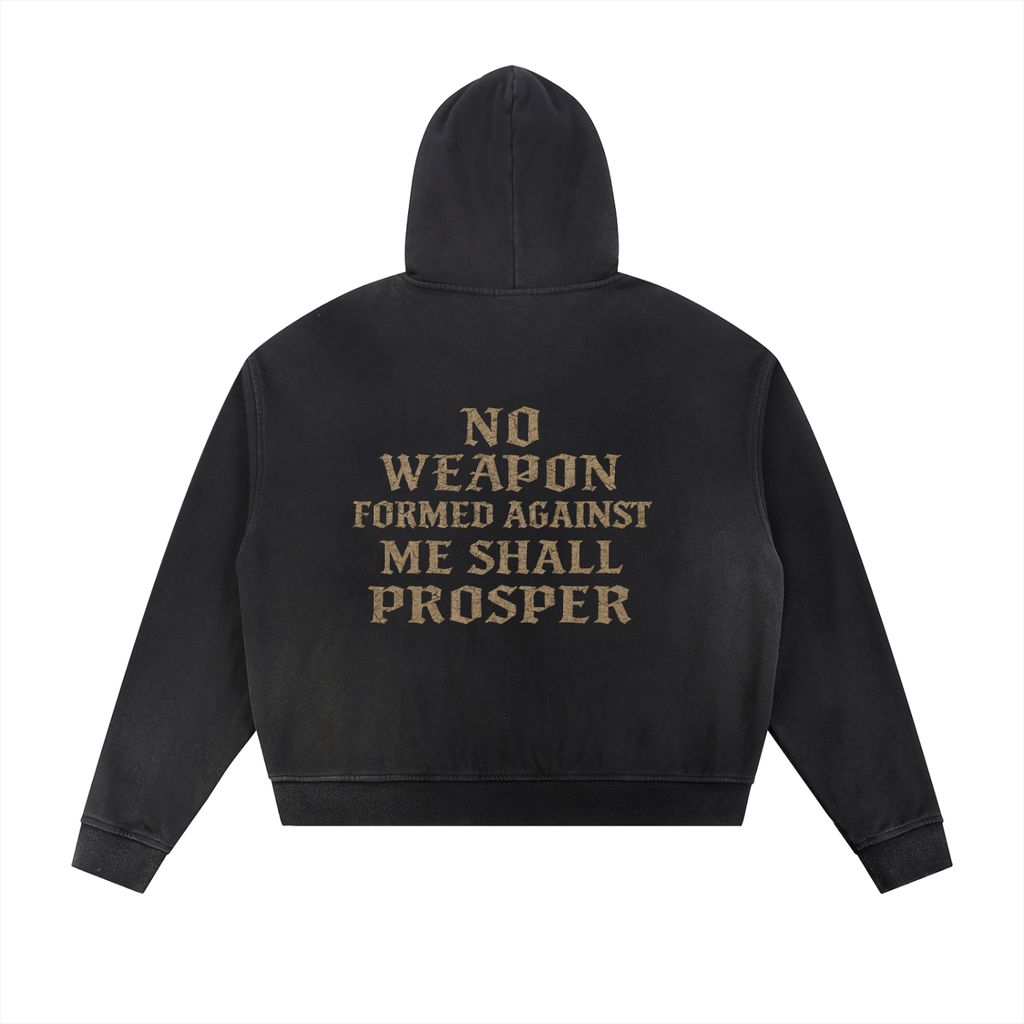 Sun Fade Frayed Raw Edge Fleece Zip Hoodie