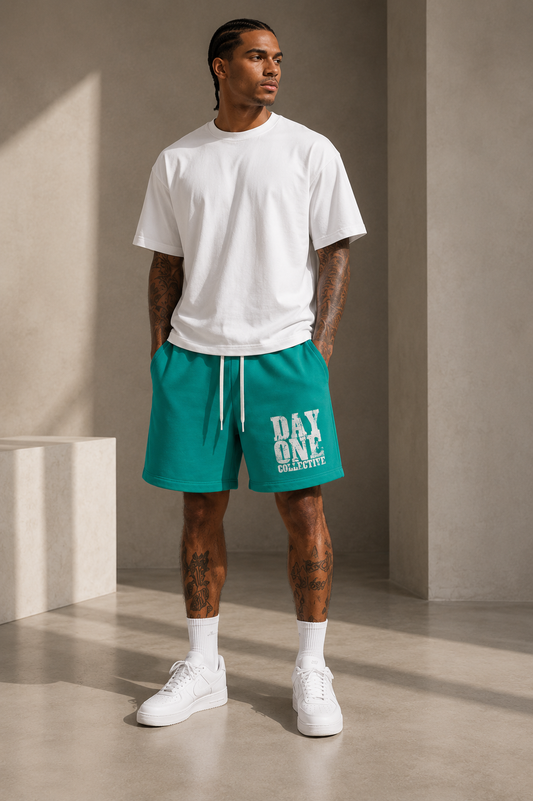 Dayone collective Sun Fade Raw Edge Cotton Shorts