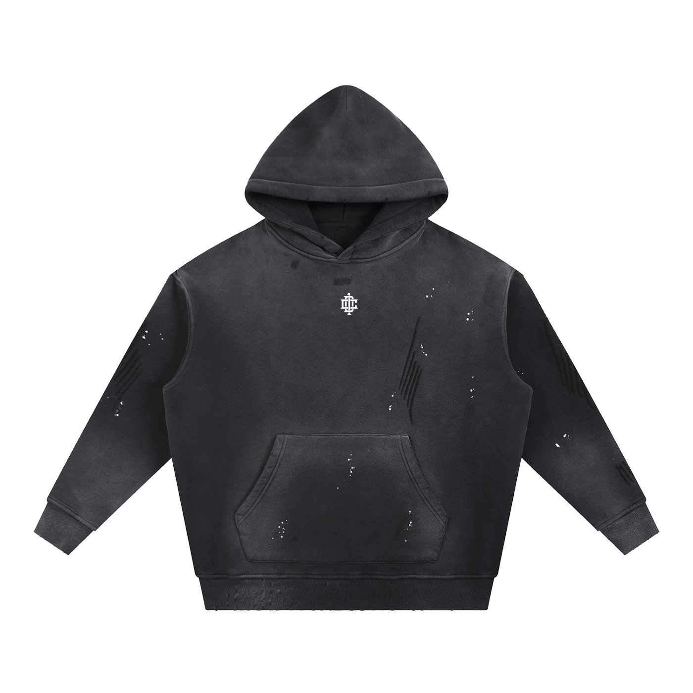 Vintage Washed Frayed Fleece Hoodie
