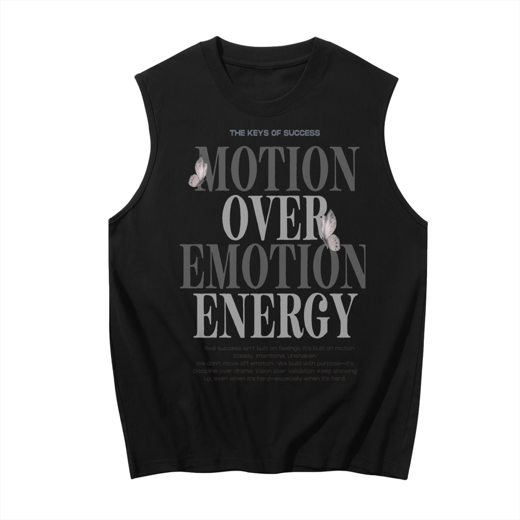 "Motion Over Emotion Energy" Sleeveless Graphic Tee Tank Top Day1Collective