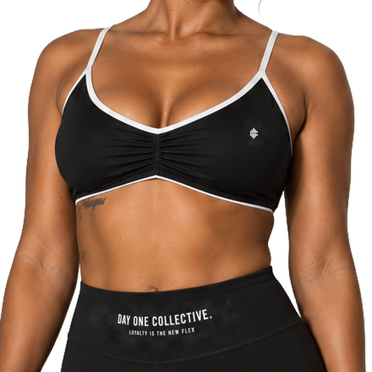 Day 1Color Block Ruched V-Neck Sports Bra