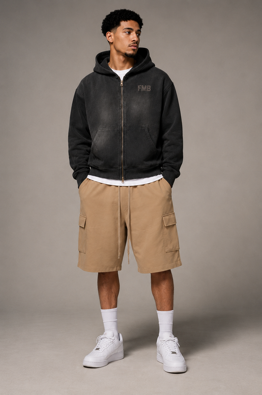 Sunfade Two-way Zipper Boxy Fleece Hoodie