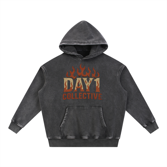 Day 1 on Fire Snow Wash Fleece Oversize Hoodie