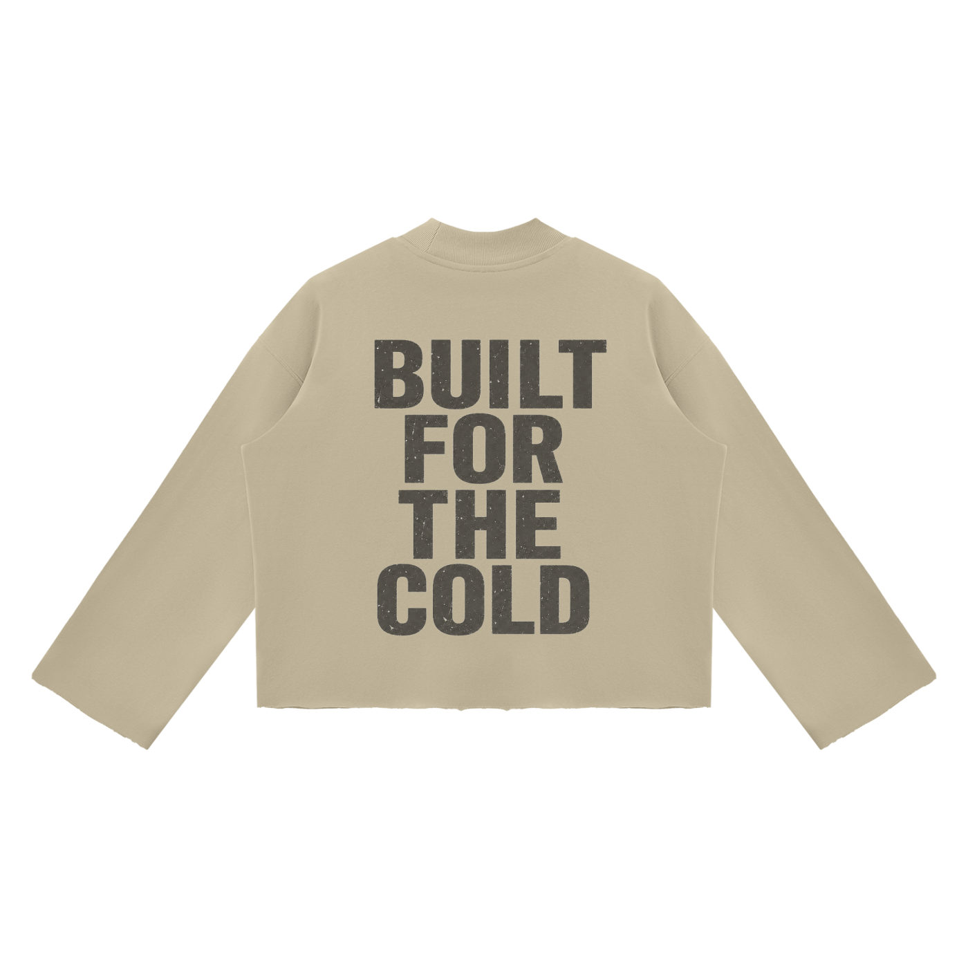 Unisex Mock Neck Raw Edge Boxy Sweatshirt