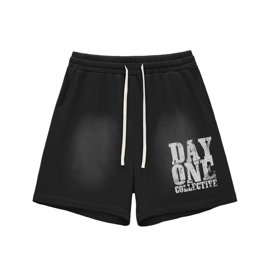 Dayone collective Sun Fade Raw Edge Cotton Shorts
