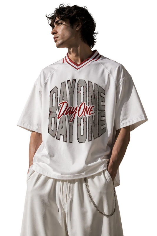Day 1 Statement Varsity Crop Jersey – Oversized Unisex Graphic Tee