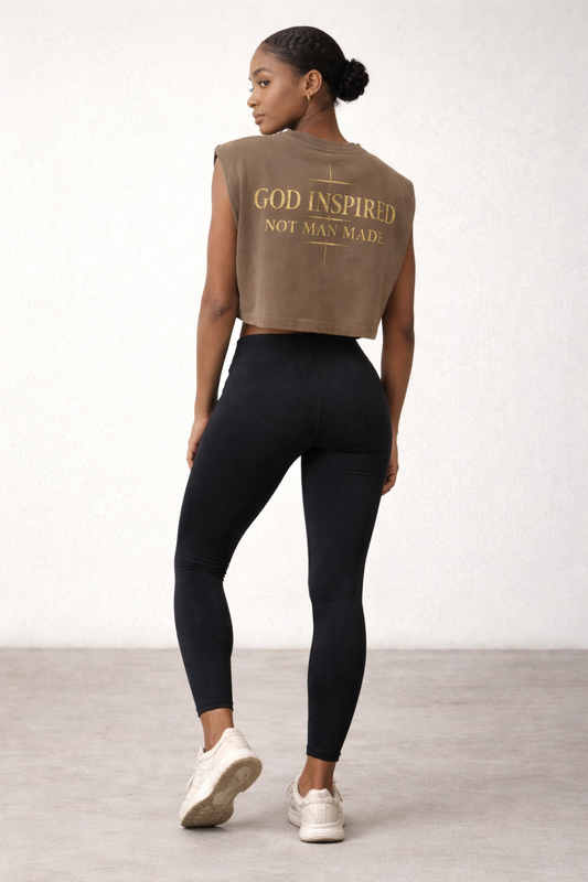 God Inspired "Not Man Made" Sleeveless Crop TEE