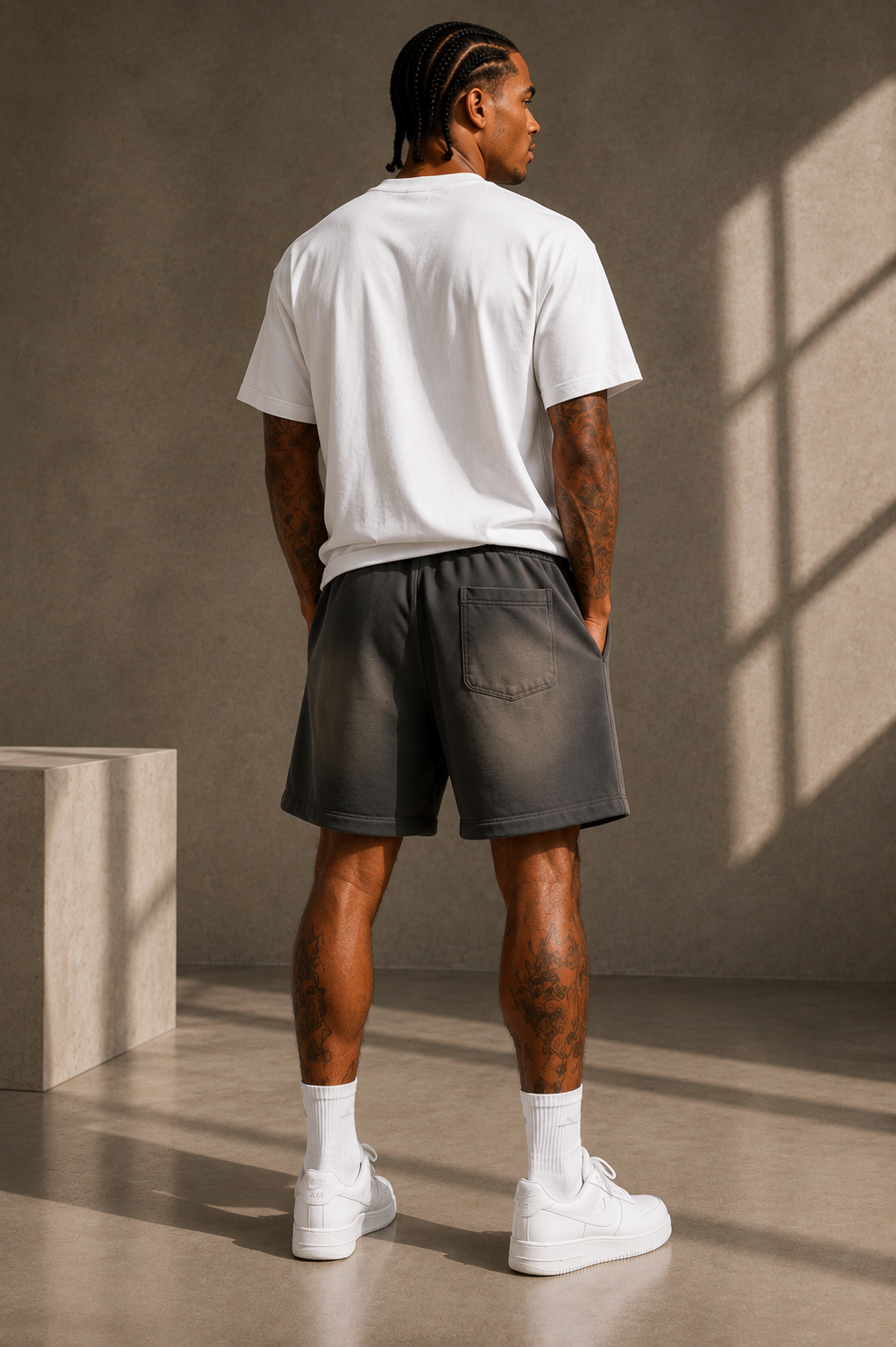 Dayone collective Sun Fade Raw Edge Cotton Shorts