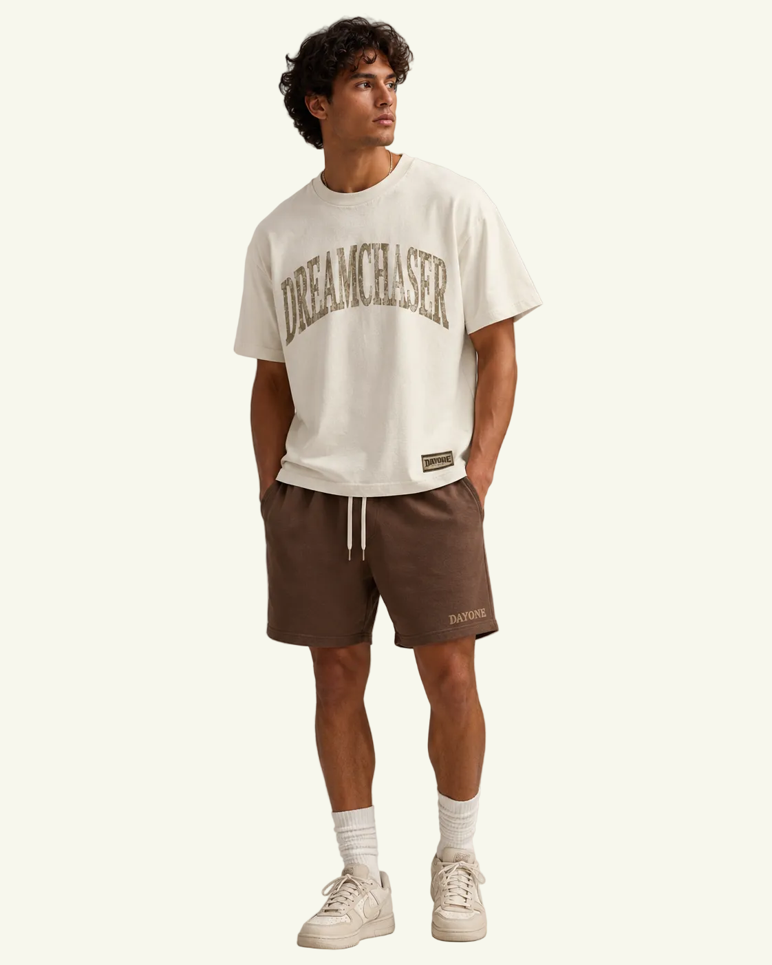 DreamChaser Vintage Oversized Heavyweight T-Shirt in cream by Day 1 Collective