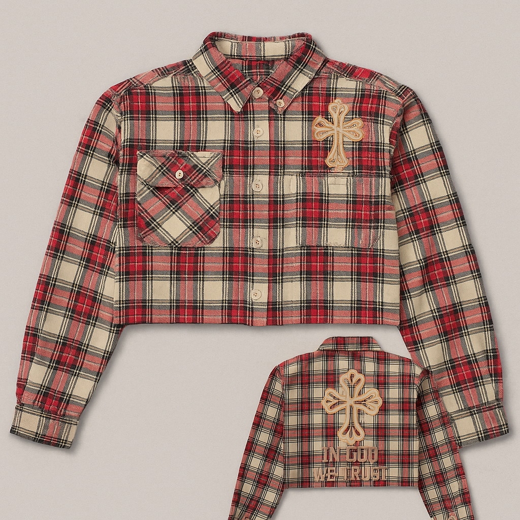 “In God We Trust” Crop Flannel