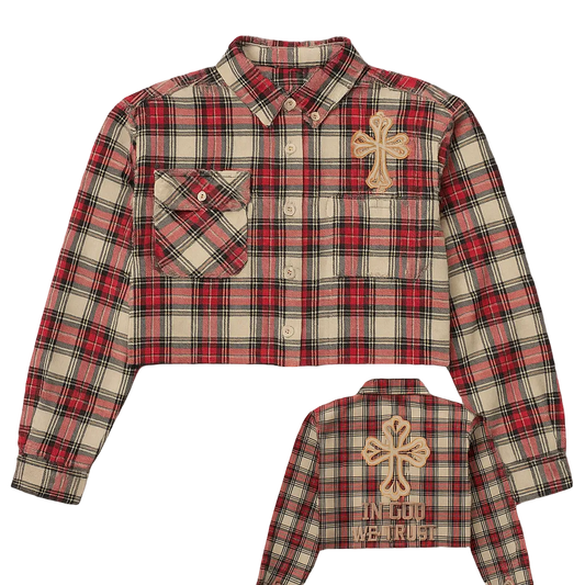 “In God We Trust” Crop Flannel