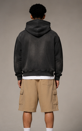 Sunfade Two-way Zipper Boxy Fleece Hoodie