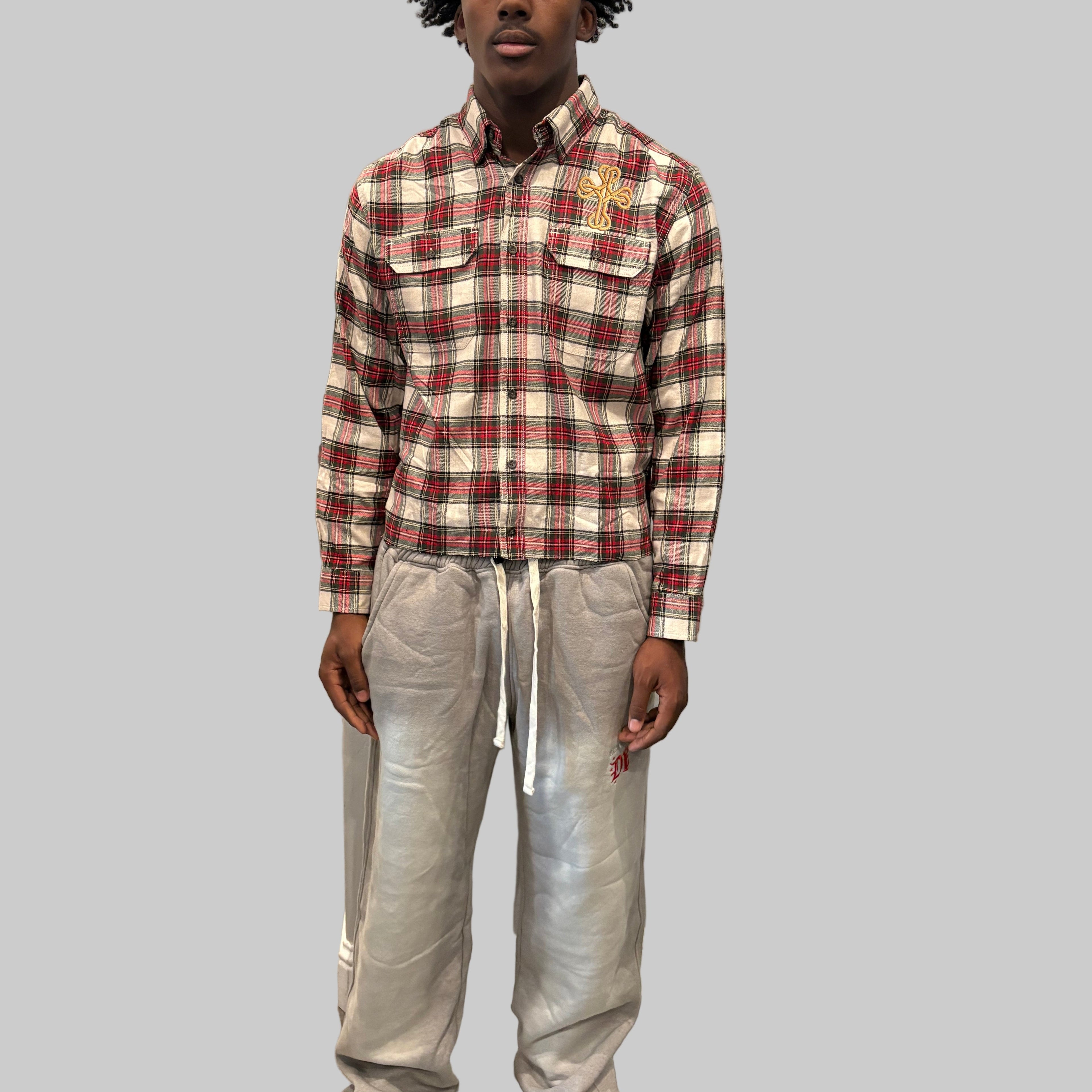 “In God We Trust” Crop Flannel 