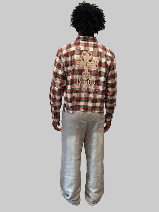 “In God We Trust” Crop Flannel 