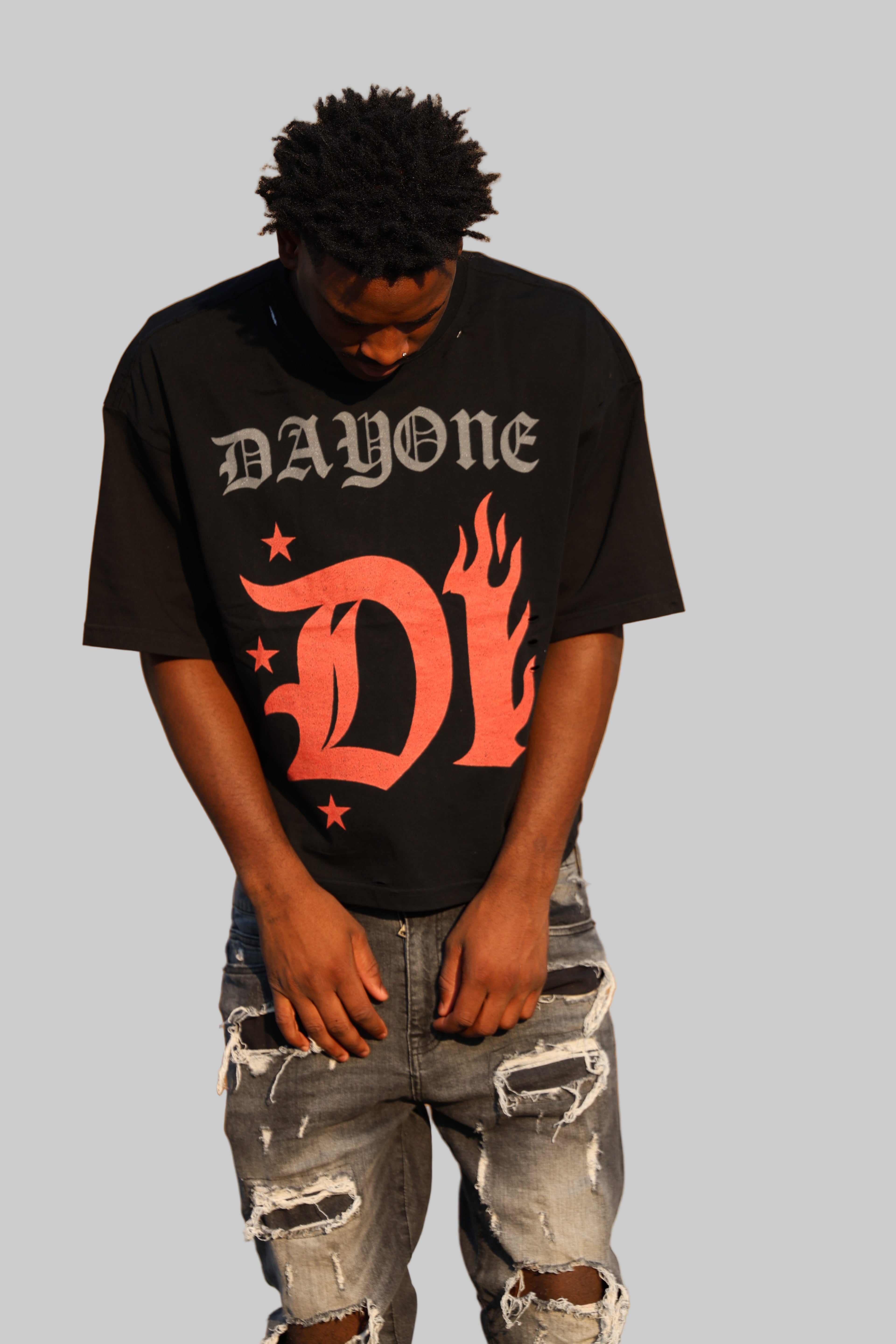 D1 Inferno Cropped Frayed T-Shirt