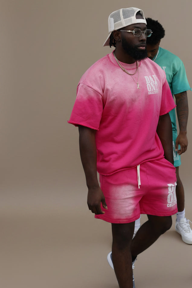 Dayone collective Sun Fade Raw Edge Cotton Shorts