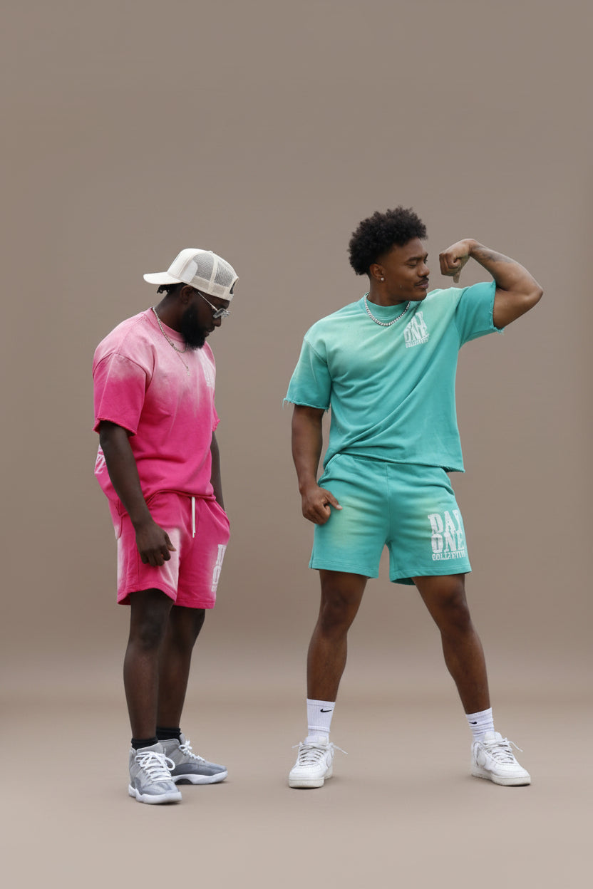 Dayone collective Sun Fade Raw Edge Cotton Shorts