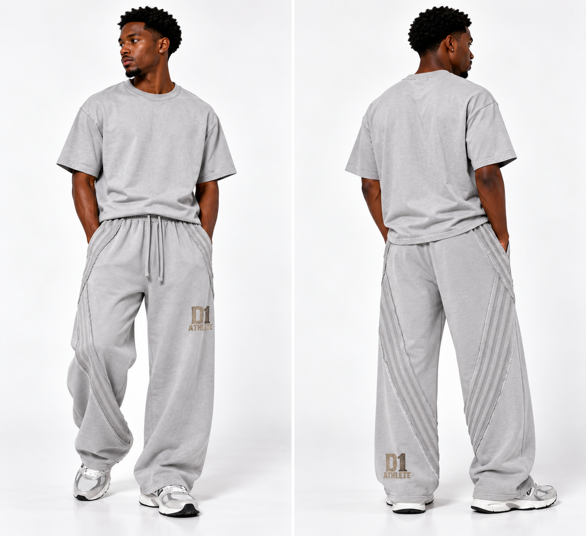 D1 Athlete Snow Washed  Raw Edge Sweatpants