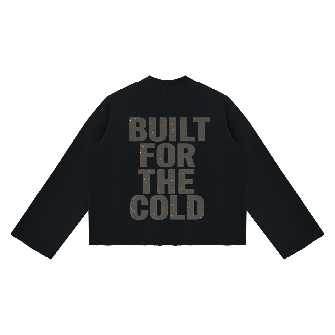 Unisex Mock Neck Raw Edge Boxy Sweatshirt