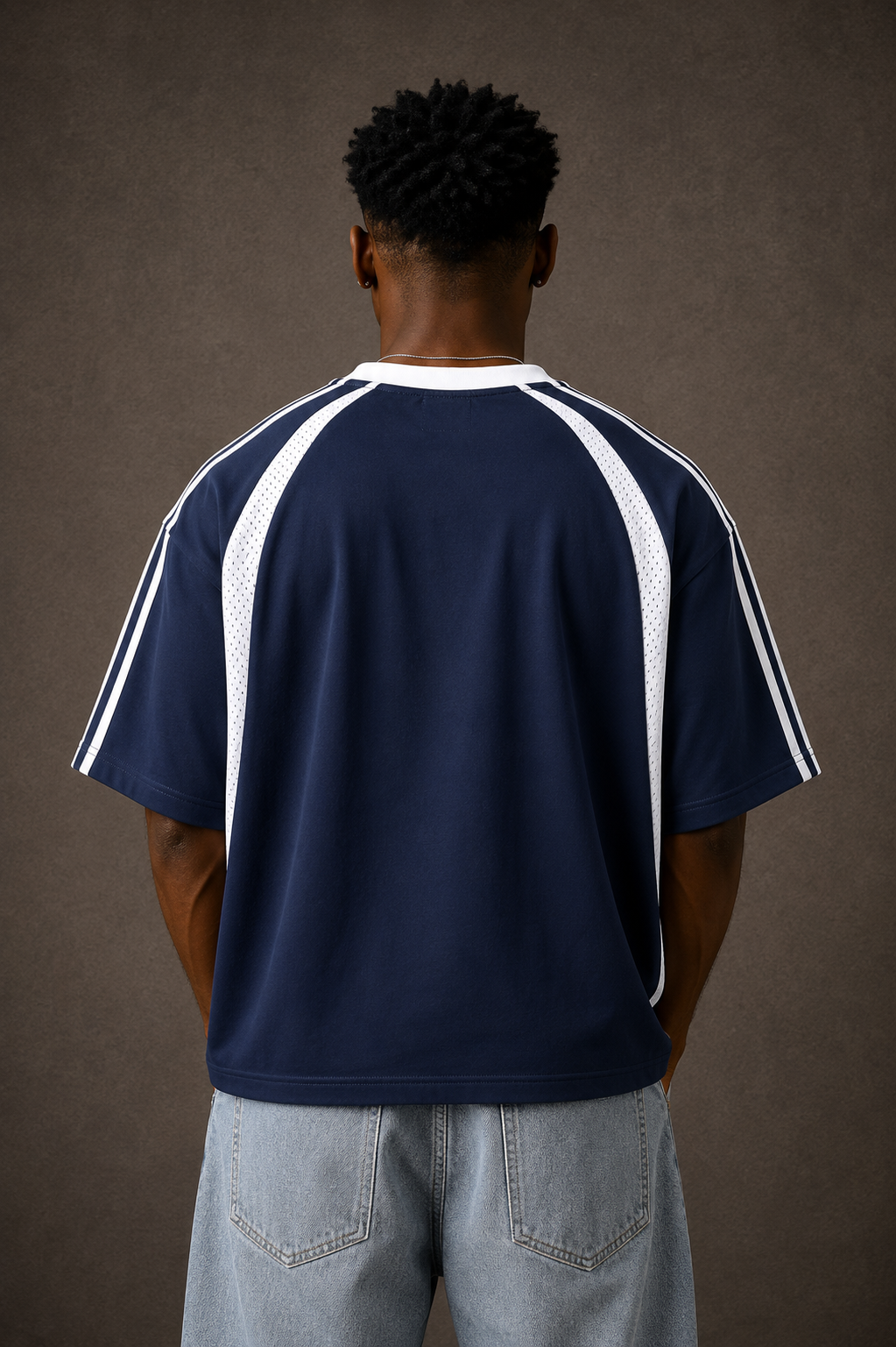 Dayone Contrast Stripes Panel Mesh T-shirt