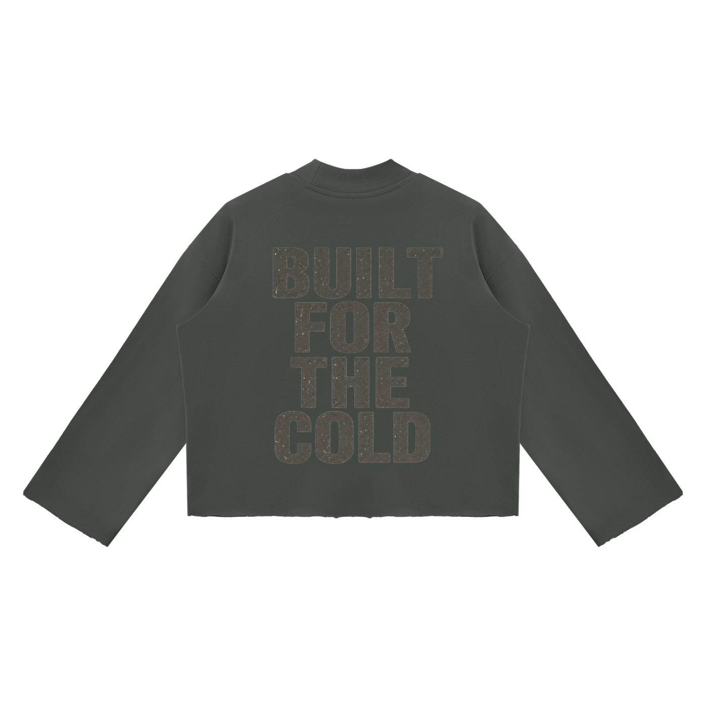 Unisex Mock Neck Raw Edge Boxy Sweatshirt