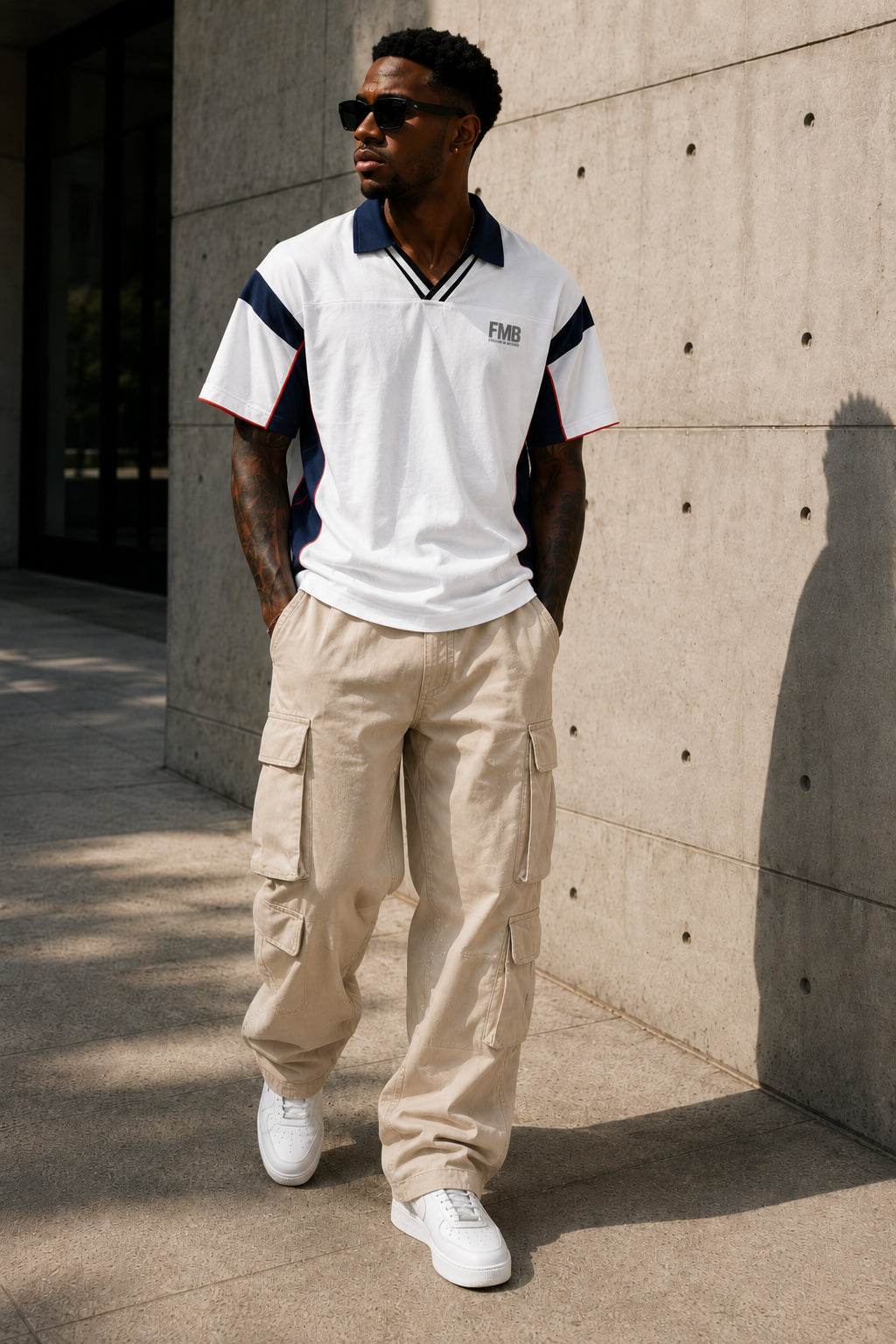 Unisex Boxy Color Block Polo Shirt