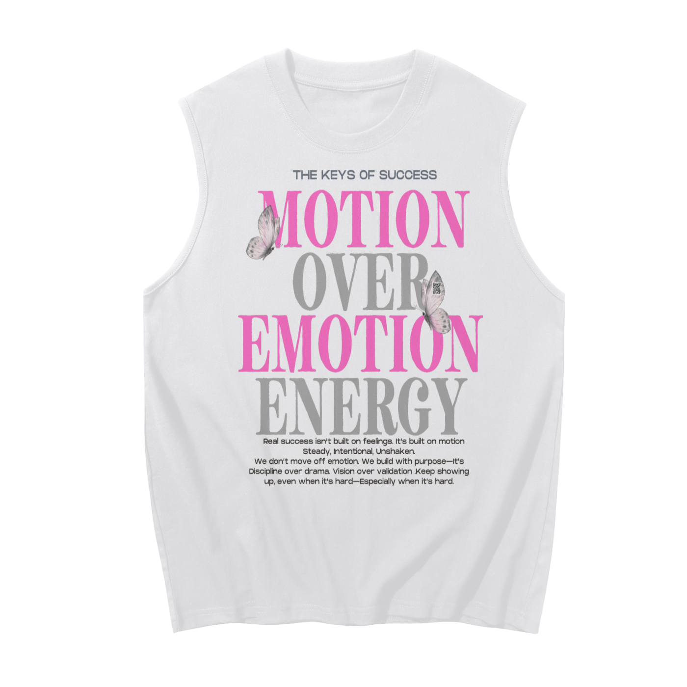 Key to Success "Motion Over Emotion Energy" Sleeveless Graphic Tee