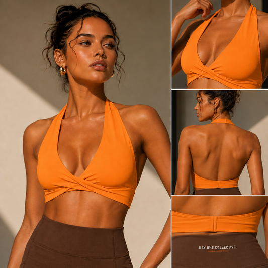 Women's Pleated Halter Sports Bra