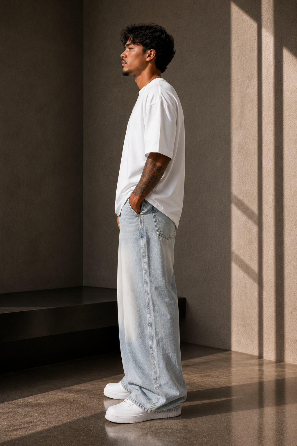 Men's Vintage Wash Sunfade Barrel Leg Jeans