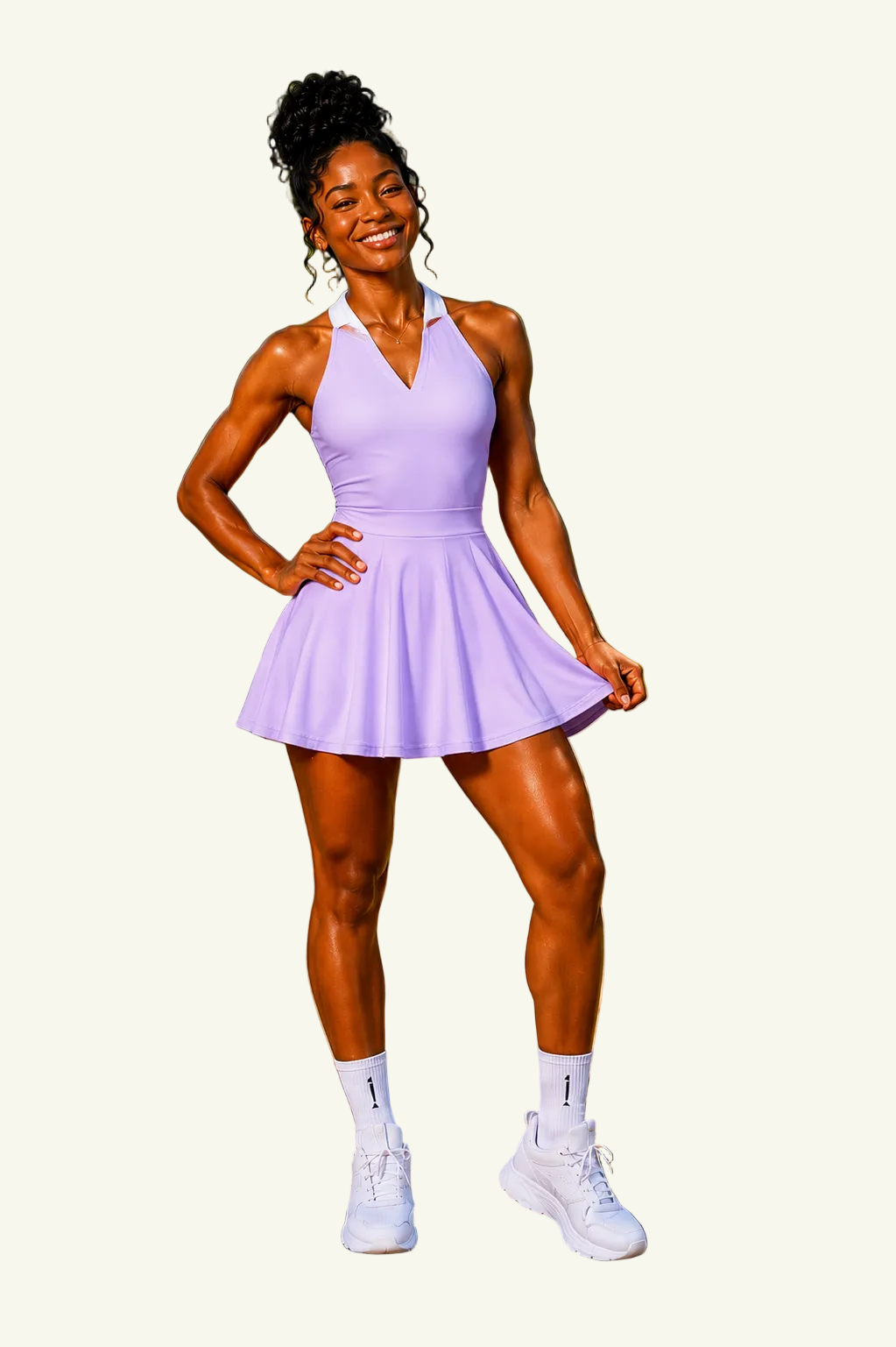 Tennis Girlie Collared Halter Tennis Dress