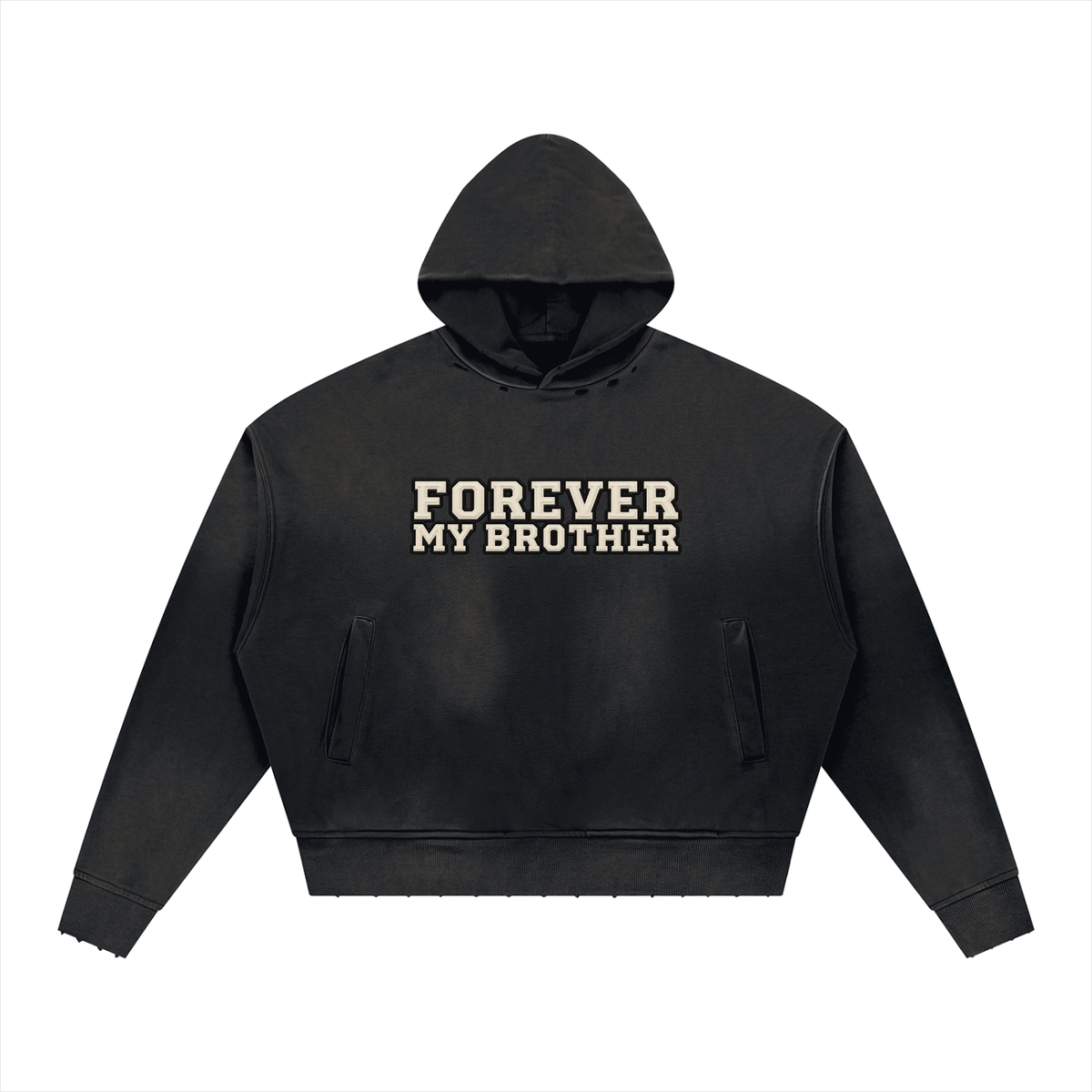 Forever My Brother Unisex Sunfade Distressed Boxy Hoodie