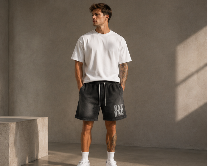 Dayone collective Sun Fade Raw Edge Cotton Shorts