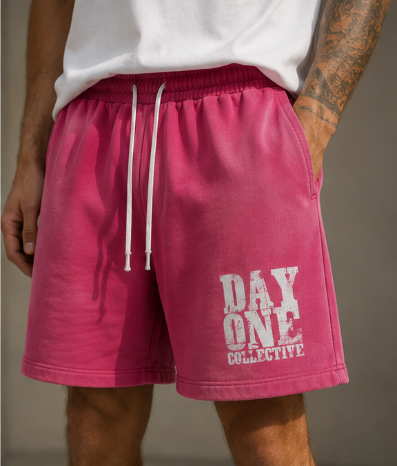 Dayone collective Sun Fade Raw Edge Cotton Shorts