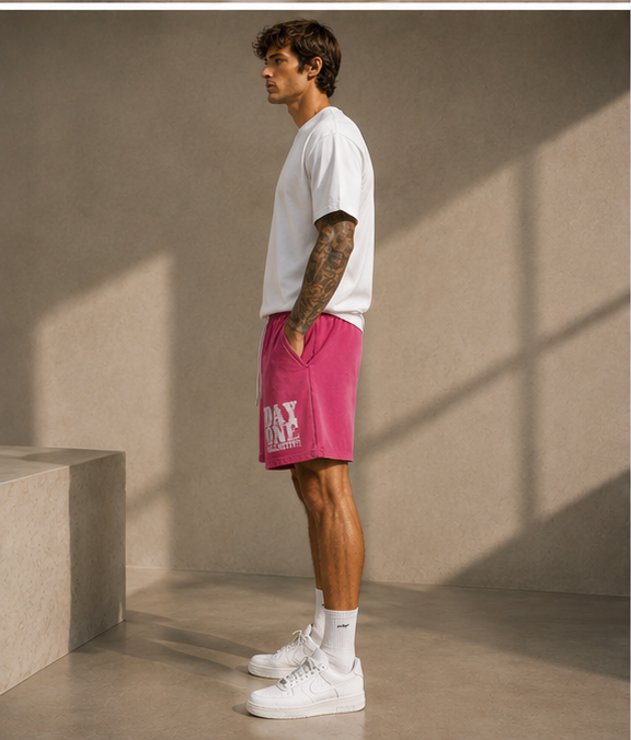 Dayone collective Sun Fade Raw Edge Cotton Shorts