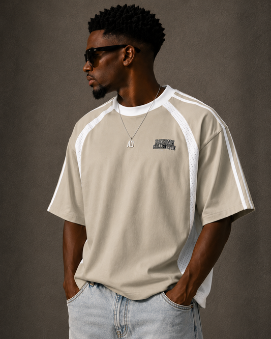 Dayone Contrast Stripes Panel Mesh T-shirt