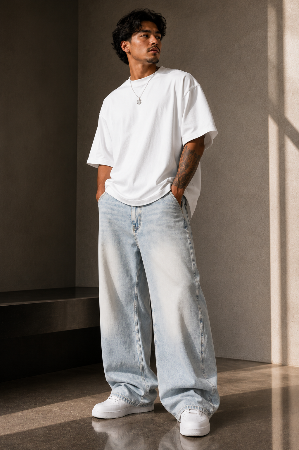 Men's Vintage Wash Sunfade Barrel Leg Jeans