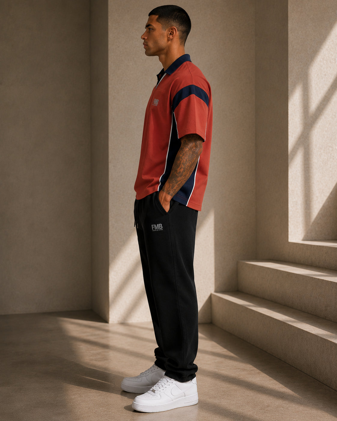 Unisex Boxy Color Block Polo Shirt